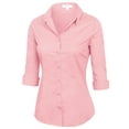 thumbnail image 2 of KOGMO Womens Classic Solid 3/4 Sleeve Button Down Blouse Dress Shirt (S-3X), 2 of 5