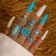 thumbnail image 2 of Anillo de imitación de turquesa de estilo retro europeo y americano con diseño de flores y hojas, anillo geométrico articulado con águila, traje para mujer, 2 of 6