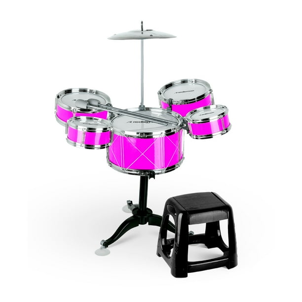 Bateria para Ninos Redlemon con Banco Baquetas Platillo y Tarolas