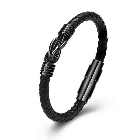 Stainless Steel Infinity Locket Leather Funeral Urns Bracelet for Cremation Ashes Holder Memorial Bracelet