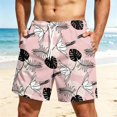 thumbnail image 2 of Satingcolo Men's Hawaiian Beach Shorts Elastic Mid Waist Drawstring Athletic Shorts Lightweight Summer Casual Trunks with Pocket Blue 5XL, 2 of 4