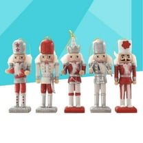 RENACLIPY 5-Piece Wooden Nutcracker Ornaments Set for Christmas Tree Hanging Decorations