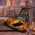 thumbnail image 6 of Western Cowboy Rodeo Sunset Scene, Cozy Typography Art Scene, Warm Flannel Blanket for Living Room and Reading Nook, Art Lovers Valentine's Day Gift, Artistic Home Decor, 6 of 9