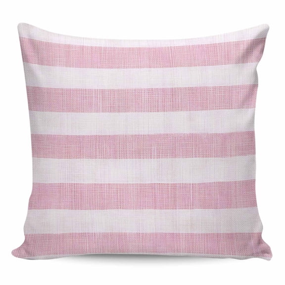 Throw Pillow Covers 24x24 Inch, Pink Striped Decorative Pillow Cases for Couch Sofa Bed, Farmhouse Vintage Stripes Cotton Linen Square Home Decor Pillowcases with Hidden Zipper