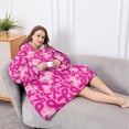 thumbnail image 5 of Oversized Wearable Blanket Hoodie,Pink Breast Cancer Sherpa Blanket Hoodie with Super Pockets,Super Warm Fuzzy Pullover for Women & Men, 5 of 6