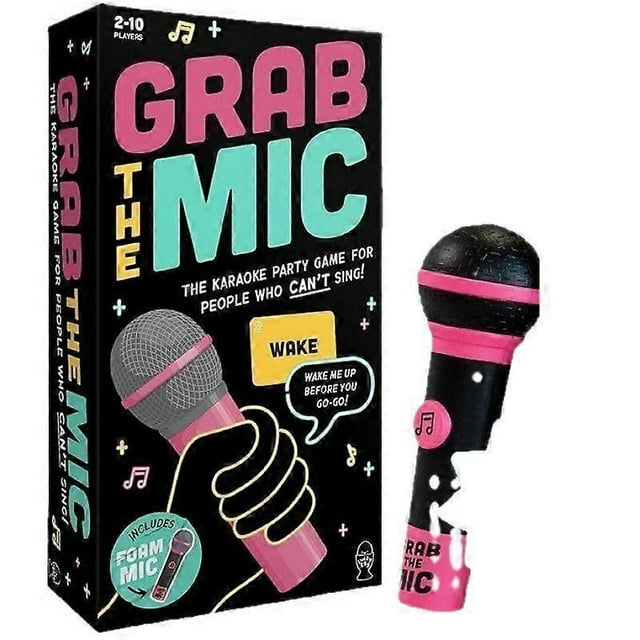 Grab The Mic Karaoke Game with Text Cards, 2-10 Players, Hilarious Board Game for Kids & Adults, Perfect for Parties & Birthdays - HZ