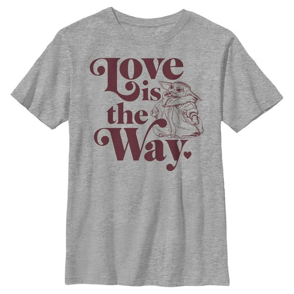 Boy's Star Wars: The Mandalorian Valentine's Day Grogu Love is the Way  Graphic Tee Athletic Heather Medium