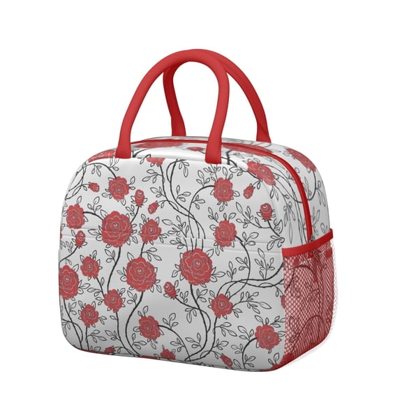 Womens Pioneer Flower Floral Print Pattern Lunch Box for Work,Insulated Lunch Bag for Women,Loncheras Para Mujer,Leakproof Adult Lunch Bag for Work,Beach,Travel,Picnic,Camping