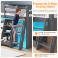 thumbnail image 6 of Low Loft Bed Twin Size with LED Lights and Montessori Storage Bookshelf, Twin Loft Bed Frame with Secret Play Space, Toy Box, Safety Guardrails and Stairs, Wood Twin Beds for Boys/Girls,Grey, 6 of 9