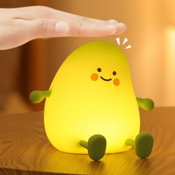Cute Mango Night Light for Kids, Nursery Nightlight with Timer & 2 Brightness, Silicone Squishy Touch Lamp Rechargeable Tap Table Lamp for Baby, Girls, Boys, Children Room, Bedside