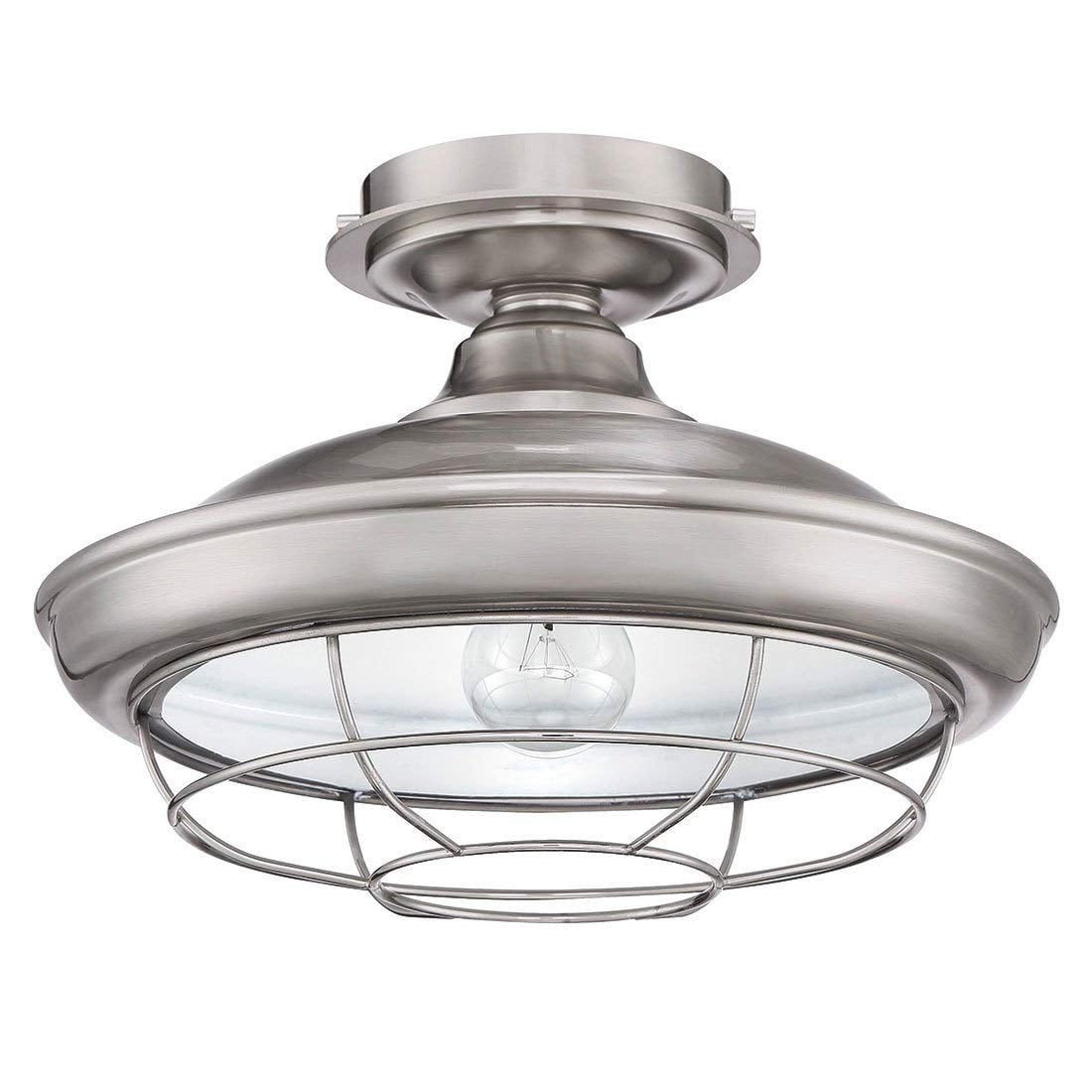 Designers Impressions Charleston Satin Nickel Semi-Flush ...