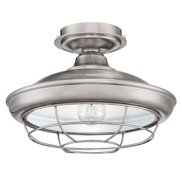 Designers Impressions Charleston Satin Nickel SemiFlush Mount Ceiling