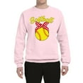 thumbnail image 2 of Wild Bobby, Cute Ribbon Bow Softball Mom Gift, Mother's Day, Unisex Crewneck Graphic Sweatshirt, Light Pink, Small, 2 of 3
