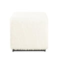 thumbnail image 4 of HomePop Pouf Moderne en Tissu de Fausse Fourrure à Design Carré Cube, Blanc, 4 of 10