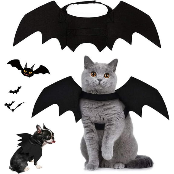Pet Costumes Bat Wings for Puppy and Cat Halloween Dog Costumes Party Cosplay Decoration Black Apparel for Cat Small Dogs