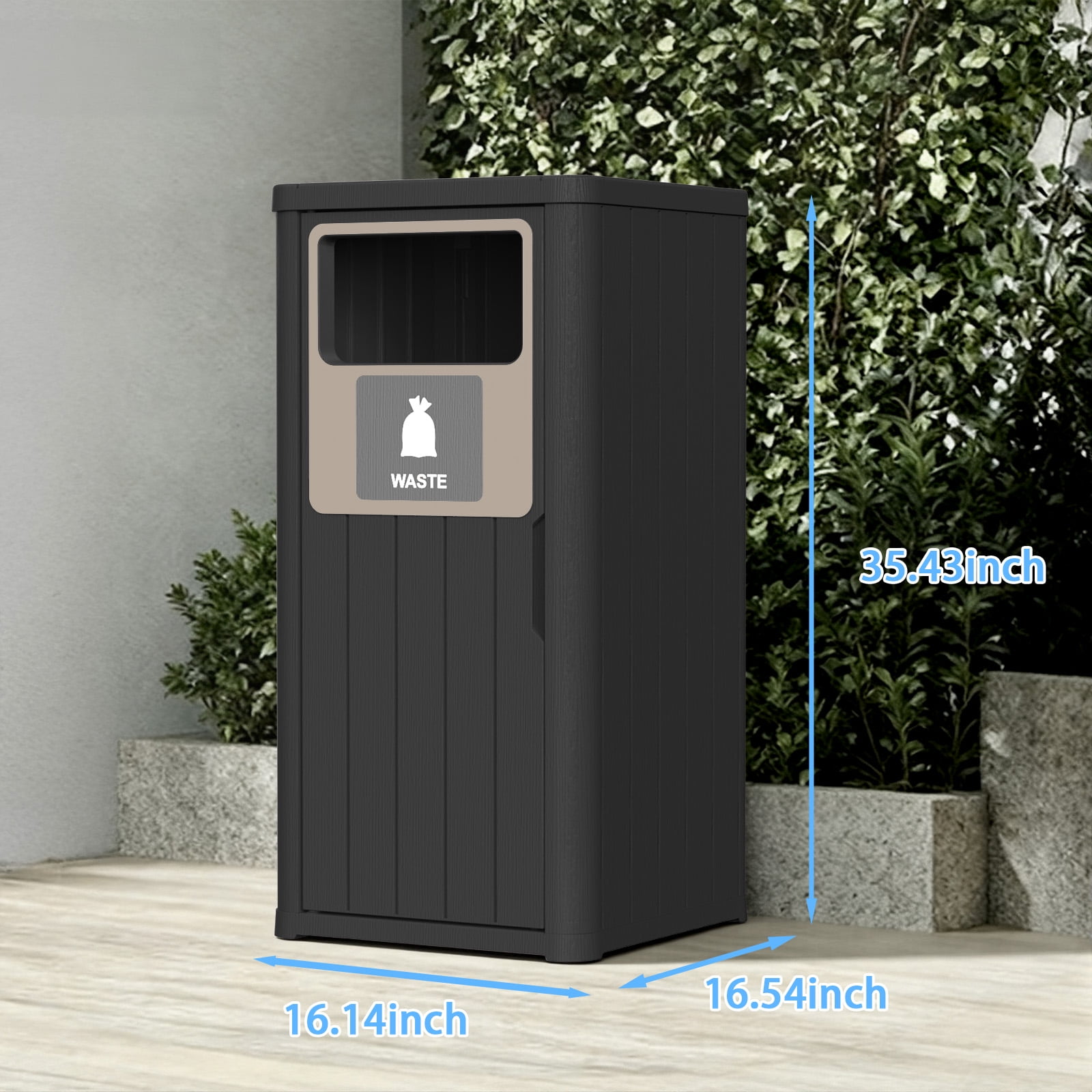 MAYEERTY 80L Double-Bucket Outdoor Waste Bin, Weather-Resistant Trash Can for Patio Yard Garden