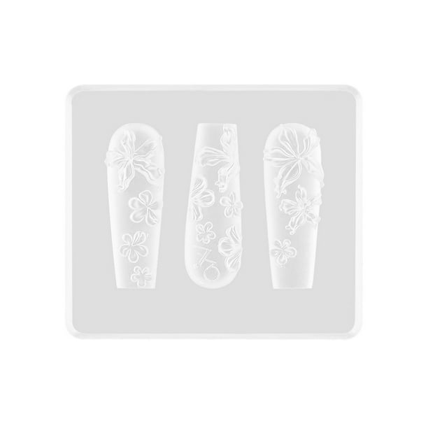 Uñas Accesorios Molde Silicona 3D Perla Cadena Diseño DIY Manicura Plantilla con Patrones Resina Artesanía Herramienta Cake Icing Silicona Mini Silicona Hojas Flor Animales Plantilla