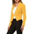 thumbnail image 5 of Women's Work Office Blazer Collarless Business Casual Suit Jacket Cropped Blazer XS Yellow, 5 of 9