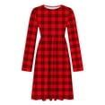 thumbnail image 5 of Odbmxy Fall Womens Midi Dresses Plaid Tunic Long Sleeve Smock Loose Women's Dresses Casual Everyday Shift, 5 of 7