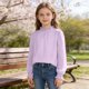 thumbnail image 5 of Crop Top Camisas de Manga Larga para las Mujeres Color Sólido Fleece Elástico de Manga Larga Puño Plegado Cuello Dulce Y Adorable Camisas de Niños para Niños Camisas de Manga Larga para Niños, 5 of 6
