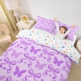 thumbnail image 3 of Erosebridal Cute Purple Twin Bedding for Girls, Butterfly Bow-Tie Duvet Cover Set, Colorful Stars Reversible, 1 Duvet Cover and 1 Pillowcase (No Comforter), 3 of 5