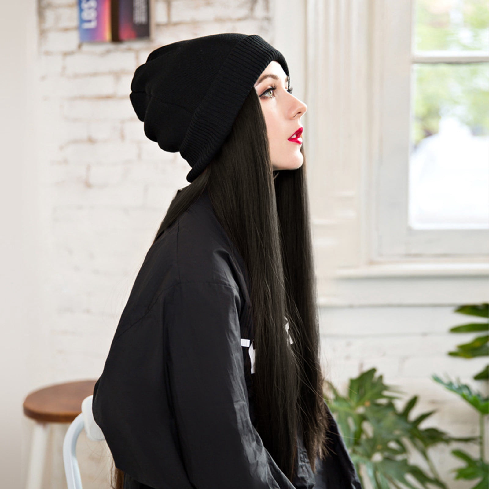Zyooh Beanie With Hair Attached For 