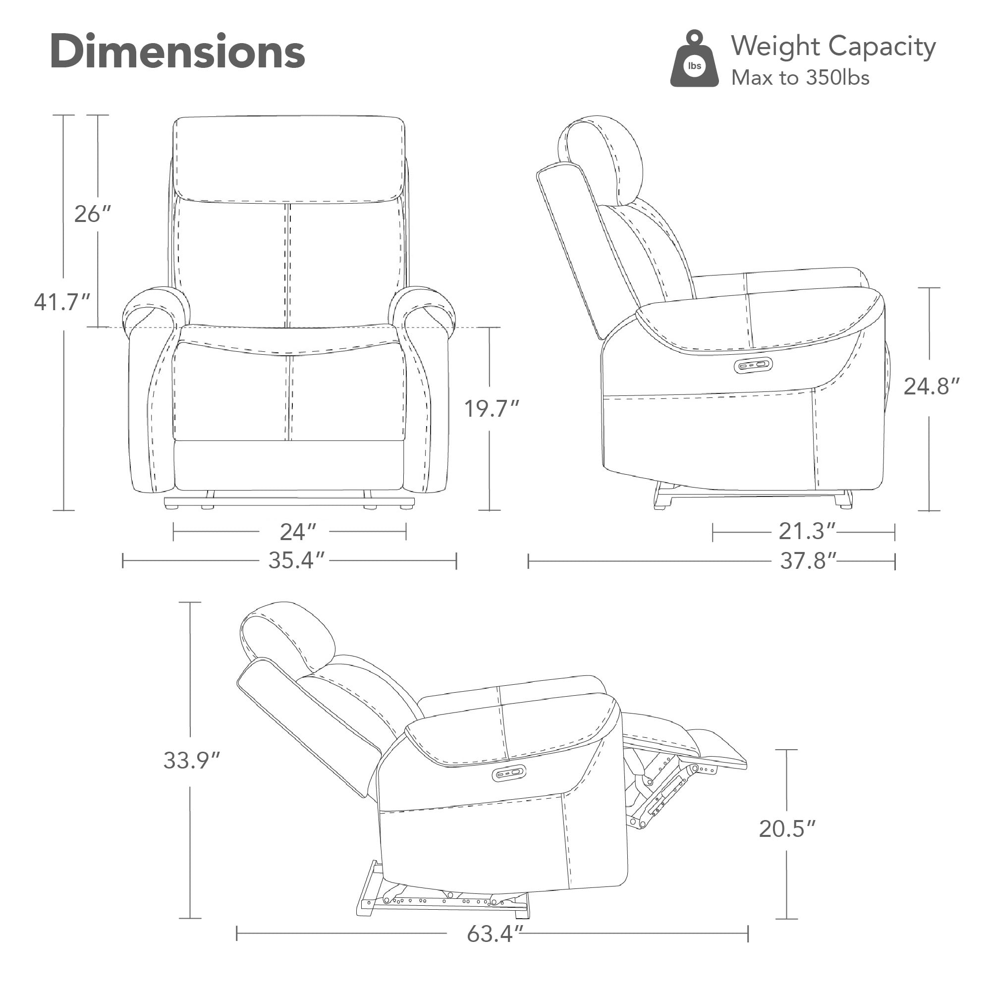 Spruce & Spring Power Recliner Chair, Wall Hugger Reclining Chair for Living Room, Bedroom, Faux Leather, Brown