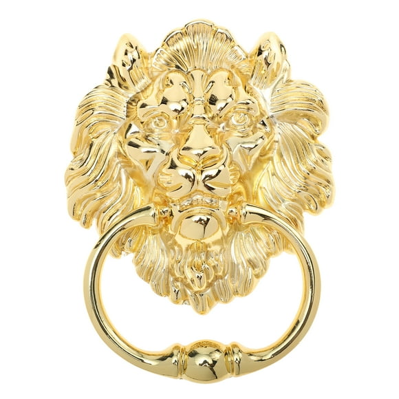 Metal Lion Head Gate Pull Golden Lion Door Knocker 1Set 6.2x3.9in