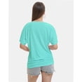 thumbnail image 3 of Women's V Neck Tunic Tops Short Sleeve T Shirts with Side Shirring Ruched Blouse Shirts, 3 of 4