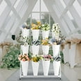 thumbnail image 5 of 3-Tier Movable Flower Stand with White Buckets, Metal Frame, for Home Garages and Commercial Spaces, 5 of 8