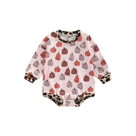 

Youweixiong Newborn Infant Girls Halloween Romper Fall Casual Pumpkin Skull Rainbow Floral Print Round Neck Long Sleeve Jumpsuits