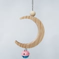 thumbnail image 3 of Wood Bird Swing Moon Shaped Fun Bird Hanging Swing Parrot Swing Perch with Bell, 3 of 8