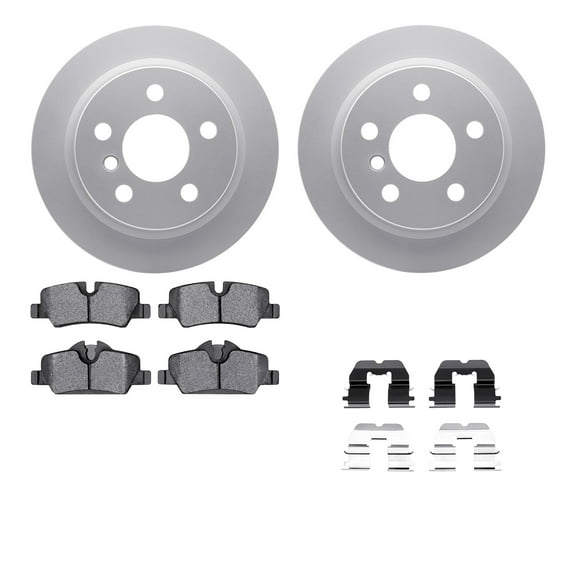 Dynamic Friction Company Rear Geospec Brake Rotors with 5000 Euro Ceramic Brake Pads includes Hardware 4612-32014
