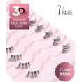 thumbnail image 6 of Natural Lashes Half Lashes Natural Look False Wispy Eyelashes Clear Band Lashes Pack 3D Faux Mink Lashes 7 Pairs C03, 6 of 8