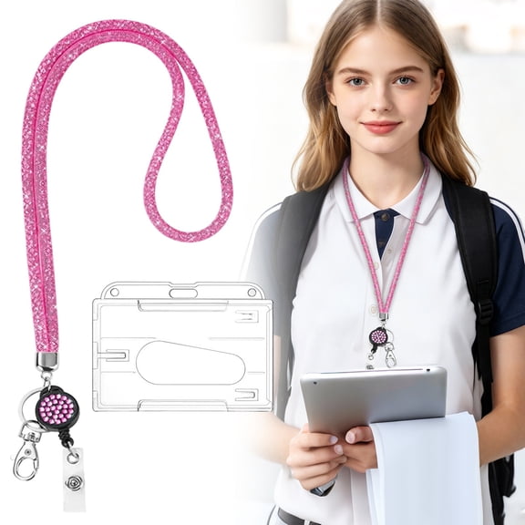 SLUOHZXI Sparkling Bling Rhinestone Neck Lanyard, Shiny Crystal Decor Lanyard Strap, Cute Glitter Lanyard for ID Badge, Card Holder, Wallet & Keys