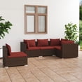 thumbnail image 1 of vidaXL 5 Piece Garden Lounge Set with Cushions Poly Rattan Brown, 1 of 4