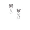 thumbnail image 2 of Delight Jewelry Silvertone 1 Corinthians 13:4 Infinity Sign Silvertone Antiqued Butterfly Post Earrings, 2 of 4