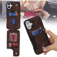 thumbnail image 2 of for iPhone 16 Case Wallet with Card Holder RFID Blocking for Women Men,Skin Feeling PU Leather Flip Shockproof Phone Case Fit for iPhone 16 6.1",Dark Brown, 2 of 17