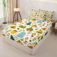 thumbnail image 2 of Manfei Lovely Bear Zipper Twin Comforter Sets with Fitted Sheet and 2 Pillowcases,Cute Camping Print Zipper Bedding Set,White,Reversible,4pcs, 2 of 8