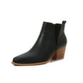 thumbnail image 3 of Wooden Heel Short Chelsea Ankle Boots (Black, 6), 3 of 4