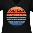 thumbnail image 4 of Inktastic Lake Vibes Distressed Retro Sunset Women's Plus Size V-Neck T-Shirt, 4 of 5