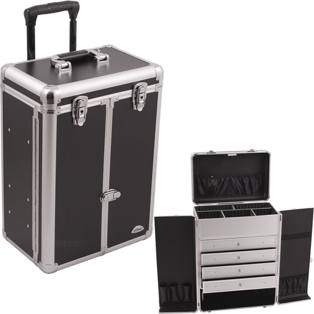 C6008 Professional Rolling Case with Drawers and French Door with Brush Holder Pockets, Black Smooth - Walmart.com