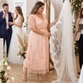 thumbnail image 3 of Agnes Orinda Women's Plus Size Wedding Guest Dress Sequin Printed Pattern Wrap V Neck Short Sleeve Cocktail Party Prom Long Dresses with Tie Waist 3X Champagne, 3 of 7