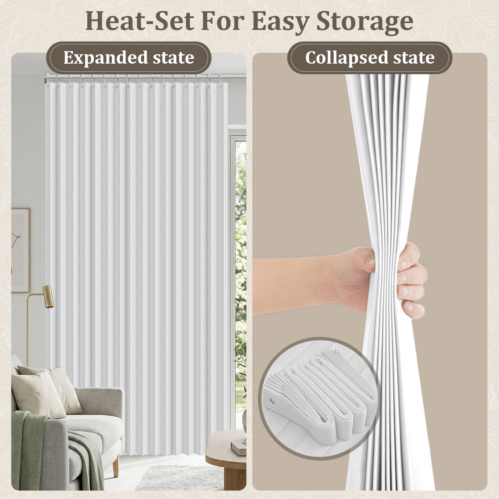 DONGPAI Extra Large Room Divider Curtain, Indoor/Outdoor Multifunctional Vertical Drapes with Hooks Waterproof Shower Curtain for Living Room Bedroom Bathroom, 100"x 84", White, 1 Panel