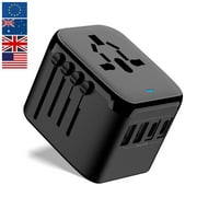 European Travel Plug Adapter, OGEDNAC International Plug Adapter with Type C, All-in-one Universal Power Adapter Plug for USA EU UK AUS, Black