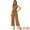 Brown, variant on Women's Wide Leg Jumpsuit Collared Tie Waist Coverall XL Brown