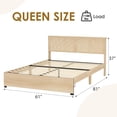 thumbnail image 3 of Qinaqin Boho Cama Frame queen platform bed con drawers natural rattan headboard RGB led lights easy to install quiet wood frame strong wooden slats support no bo x spring needed oak, 3 of 7