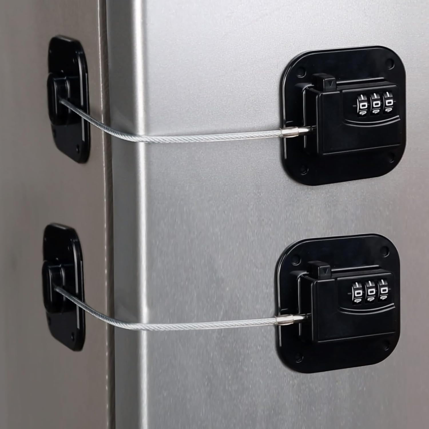 ABCISI Refrigerator Lock, Heavy Duty Combination Fridge Lock for Fridge, Cabinets, Window, Drawers and Child Safety Cabinet Locks, Strong Non-Marking Adhesive No Drilling (Black, 4 Pack)