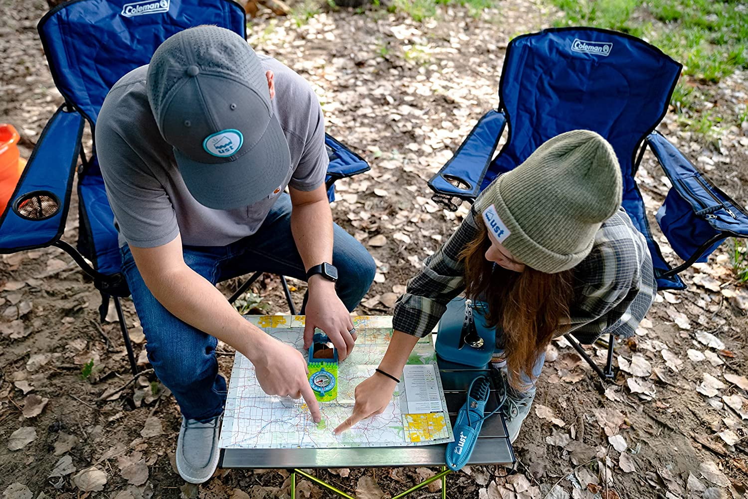 UST Hi Vis Folding Map Compass - Navigate Safely with High Visibility