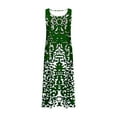 thumbnail image 5 of Women's Linen Dresses Casual Loose Crew Neck Summer Dress Sleeveless Tank Dress Print T Shirt Dress Sundress Boho Dress Flowy Baggy Summer Beach Dress Long Tunic Dress Green S, 5 of 5
